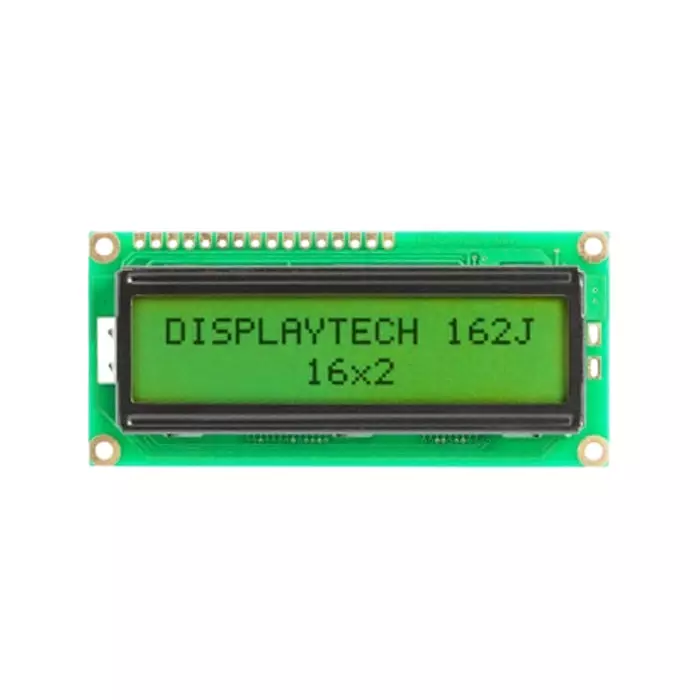 Displaytech 162J Alphanumeric LCD Display Yellow-Green on 2 Rows by 16 Characters Transflective, 162J BC BW