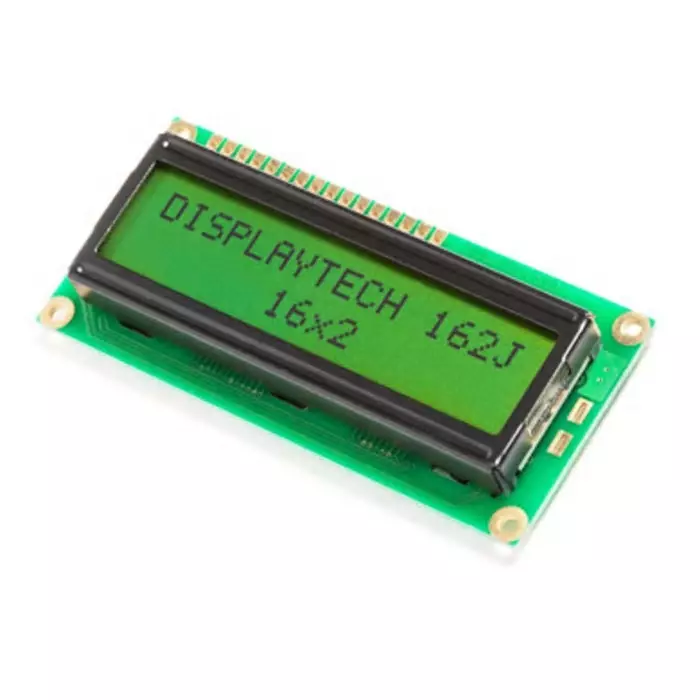 Displaytech 162J Alphanumeric LCD Display Yellow-Green on 2 Rows by 16 Characters Transflective, 162J BC BW