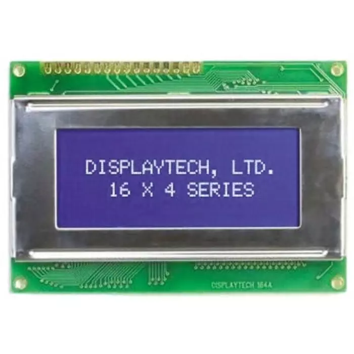 Displaytech Alphanumeric LCD Display Yellow on Green 4 Rows by 16 Characters Transflective, 164A-BC-BC