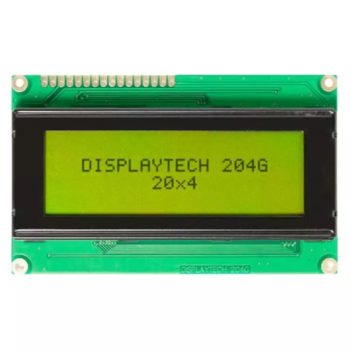 Displaytech 204G Alphanumeric LCD Display Yellow-Green on Transflective, 204G BC BW