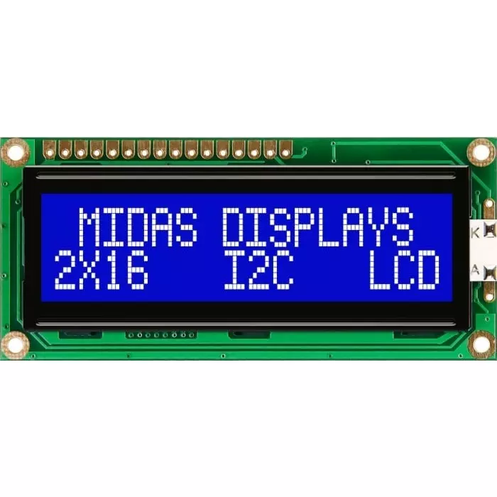 Midas Alphanumeric LCD Display 2 Rows by 16 Characters, MC21605C6W-BNMLWI-V2