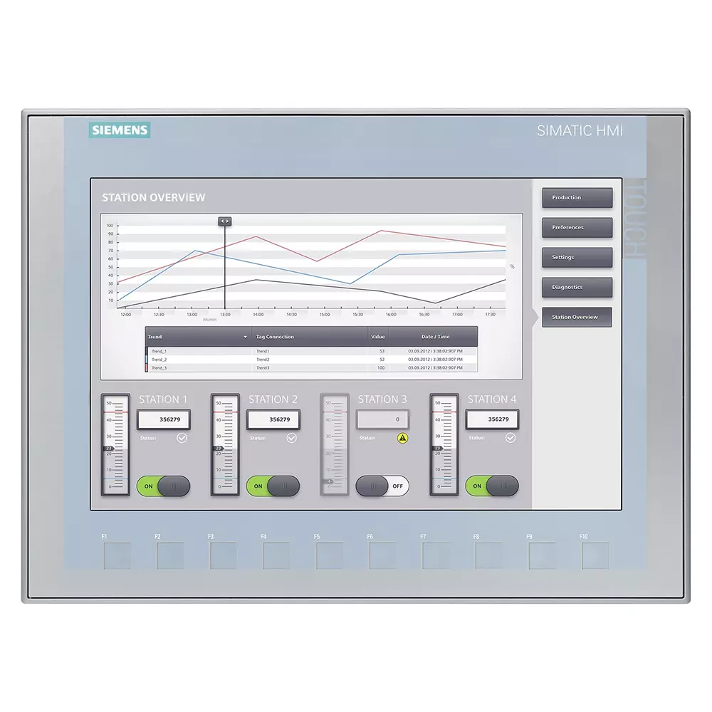 Siemens KTP1200 Basic TFT Display with 24 V DC Rated Voltage and 12.2 W Input Power, 6AV2123-2MB03-0AX0