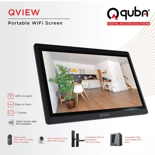 Quba Portable Wifi Screen 2.4 GHz and 7 inch (17.78 cm) Display with Desk Stand, Qview