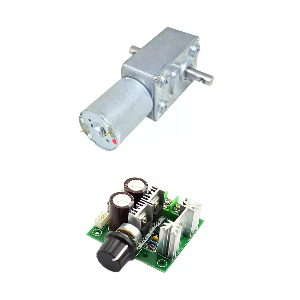 Invento DC Worm Gear Motor 6-12 V Operating Voltage 10-15 Kg-cm Torque 10 RPM Speed with 12-40 V 10 A PWM Speed Controller, ISC 205-MC