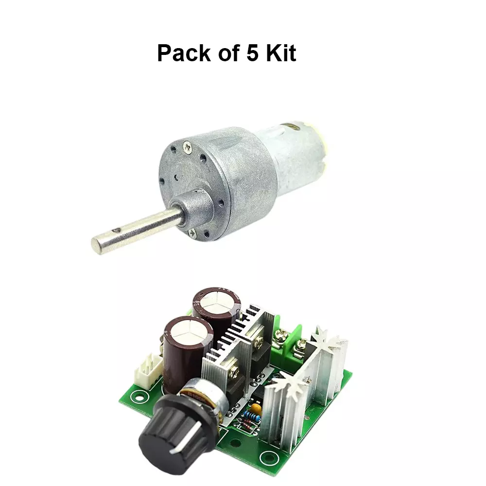 invento-side-shaft-geared-dc-motor-10-kg-cm-torque-60-rpm-speed-with-12-40-v-10-a-pwm-variable-speed-controller-isc-2076-b3-pack-of-5-pcs