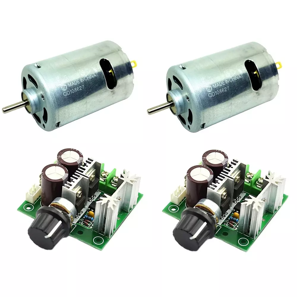 Invento RS-545SH DC Motor 6-24 V DC 6800 RPM High Speed with 12-40 V 10 A PWM Motor Speed Controller, ISC 1175-X1 (Pack of 2 Kit)
