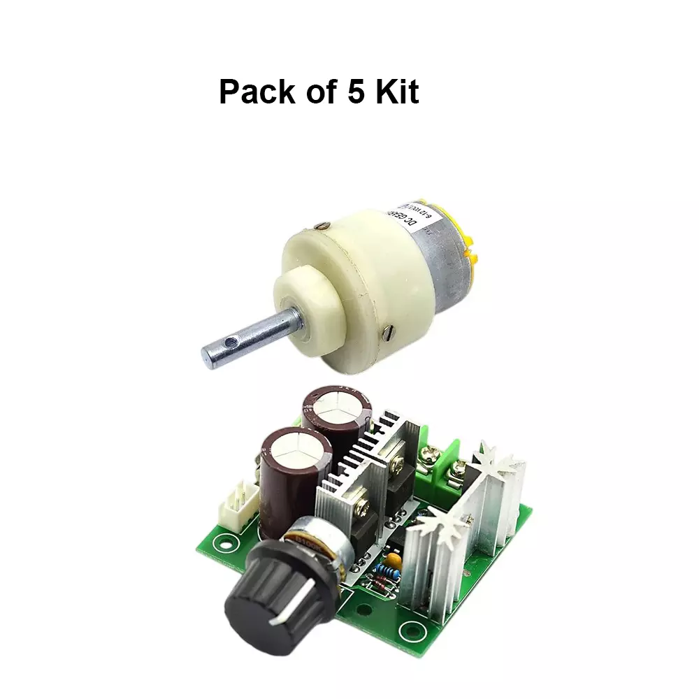 invento-side-shaft-geared-dc-motor-5-kg-cm-torque-200-rpm-speed-with-12-40-v-10-a-pwm-variable-speed-controller-isc-2077-e3-pack-of-5-pcs