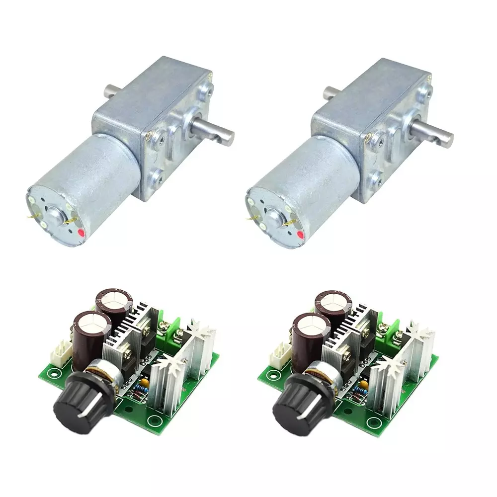 Invento DC Worm Gear Motor 6-12 V Operating Voltage 10-15 Kg-cm Torque 10 RPM Speed with 12-40 V 10 A PWM Speed Controller, ISC 205-MC1 (Pack of 2 Pcs)