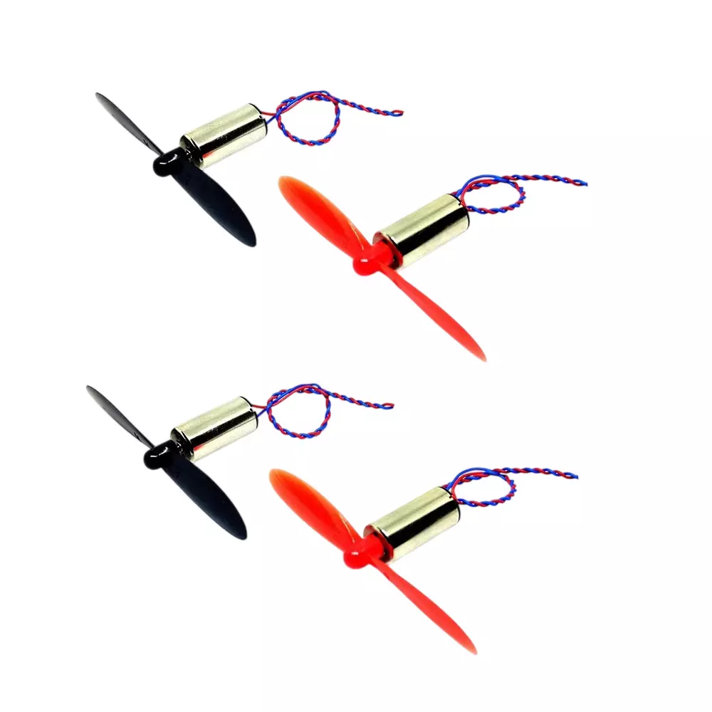 Invento High Speed Micro Coreless Motor DC 3.7 V 8x16 mm 40000 RPM Speed with 55 mm 2 Blades Assorted Propeller, ISC 1041-55m-1 (Pack of 4 Kit)