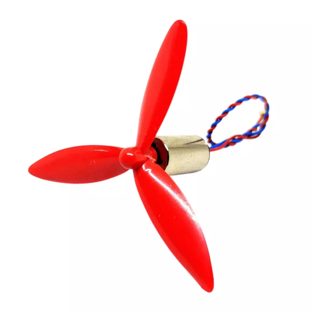 Invento High Speed Micro Coreless Motor DC 3.7 V 8x16 mm 40000 RPM Speed with 50 mm 3 Blades Assorted Propeller, ISC 1041-3ID