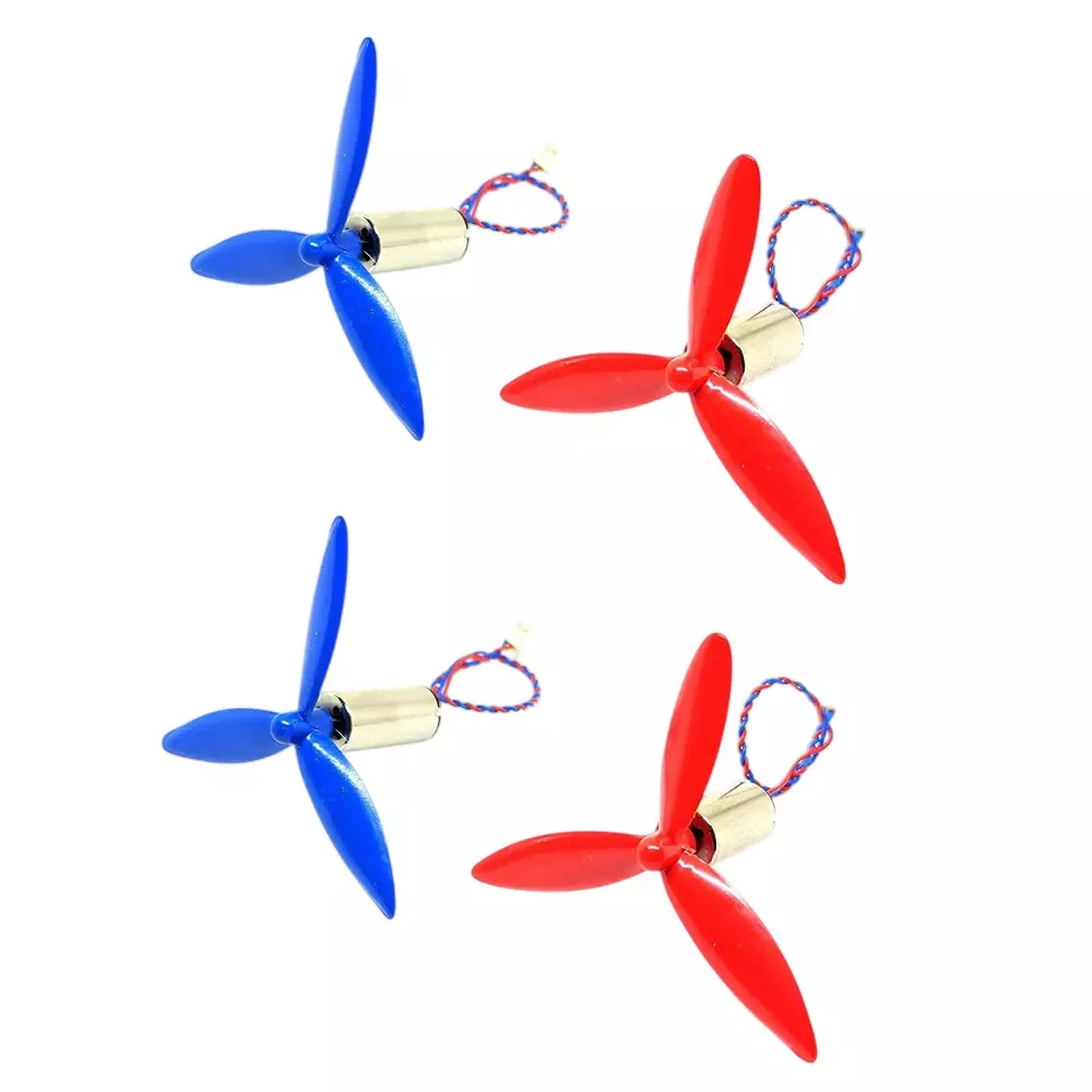 Invento High Speed Micro Coreless Motor DC 3.7 V 8x16 mm 40000 RPM Speed with 50 mm 3 Blades Assorted Propeller, ISC 1041-3ID-8 (Pack of 20 Kit)