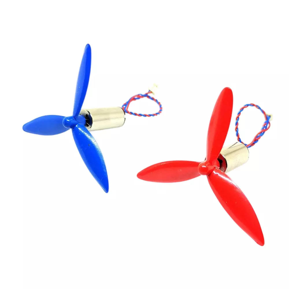 Invento High Speed Micro Coreless Motor DC 3.7 V 8x16 mm 40000 RPM Speed with 50 mm 3 Blades Assorted Propeller, ISC 1041-3ID-1 (Pack of 2 Kit)