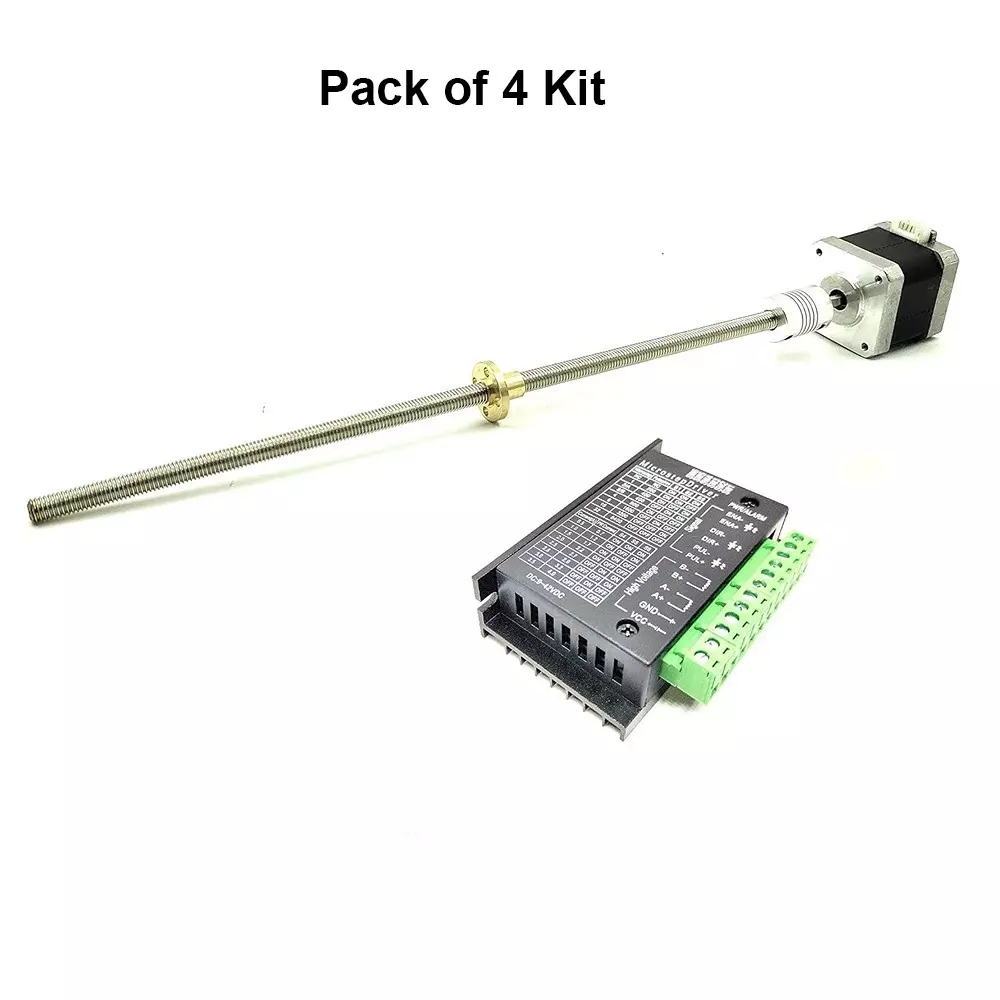 invento-nema-17-stepper-motor-42-kg-cm-torque-tb6600-stepper-driver-flexible-coupling-150-mm-length-m5-08-mm-pitch-threaded-rod-brass-nut-isc-1394-e1-pack-of-4-kit