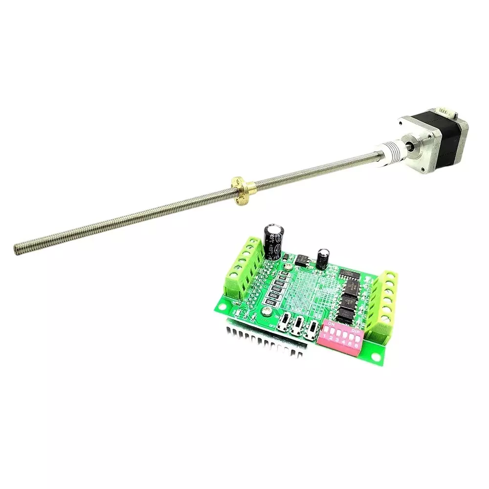 Invento Nema 17 Stepper Motor 4.2 Kg-cm Torque + TB6560 Stepper Driver + Flexible Coupling + M6 1 mm Pitch Threaded Rod + Brass Nut, ISC 220-F (Rod Length: 100mm - 1000mm)