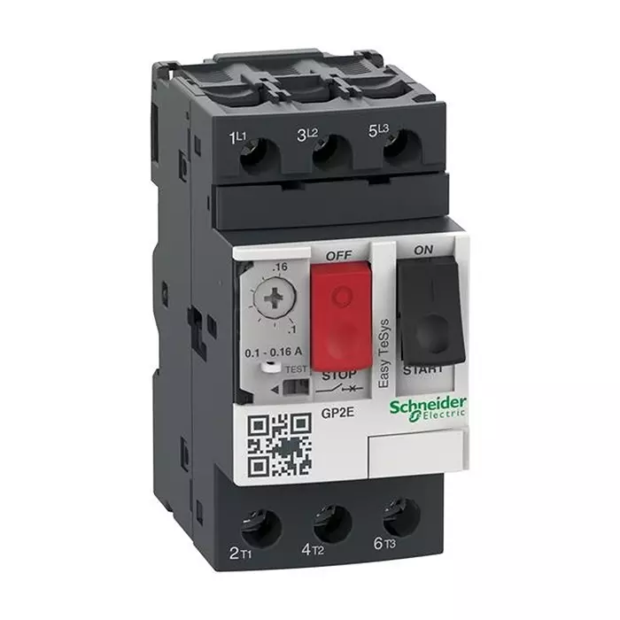 SCHNEIDER ELECTRIC Motor Starters MOTOR STARTER, MANUAL, 3P, 0.16A, 690VAC, GP2E01