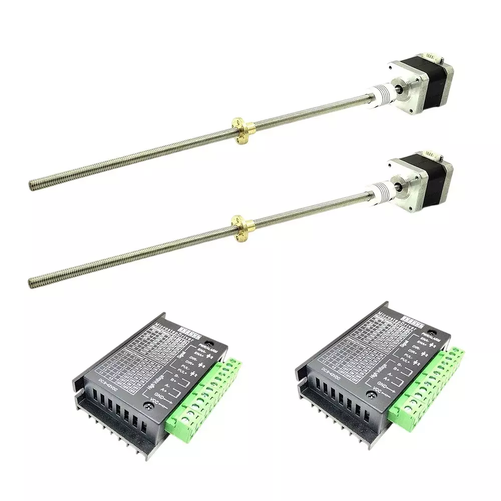 Invento Nema 17 Stepper Motor 4.2 Kg-cm Torque + TB6600 Stepper Driver + Flexible Coupling + 1000 mm Length M8 1.25 mm Pitch Threaded Rod + Brass Nut, ISC 1875-A8 (Pack of 2 Kit)