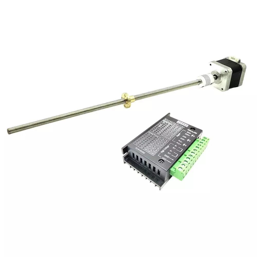 Invento Nema 17 Stepper Motor 4.2 Kg-cm Torque + TB6600 Stepper Driver + Flexible Coupling + M5 0.8 mm Pitch Threaded Rod + Brass Nut, Pack of 4 Kit, ISC 1394-E (Rod Length: 100mm - 1000mm)