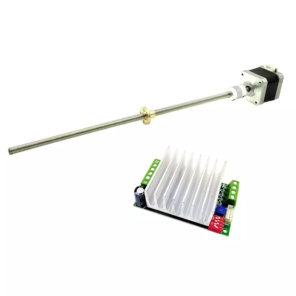 Invento Nema 17 Stepper Motor 4.2 Kg-cm + TB6600 Stepper Driver + Flexible Coupling + 300 mm Length M8 1.25 mm Pitch Threaded Rod + Brass Nut, ISC 1875-E3 (Pack of 4 Kit)