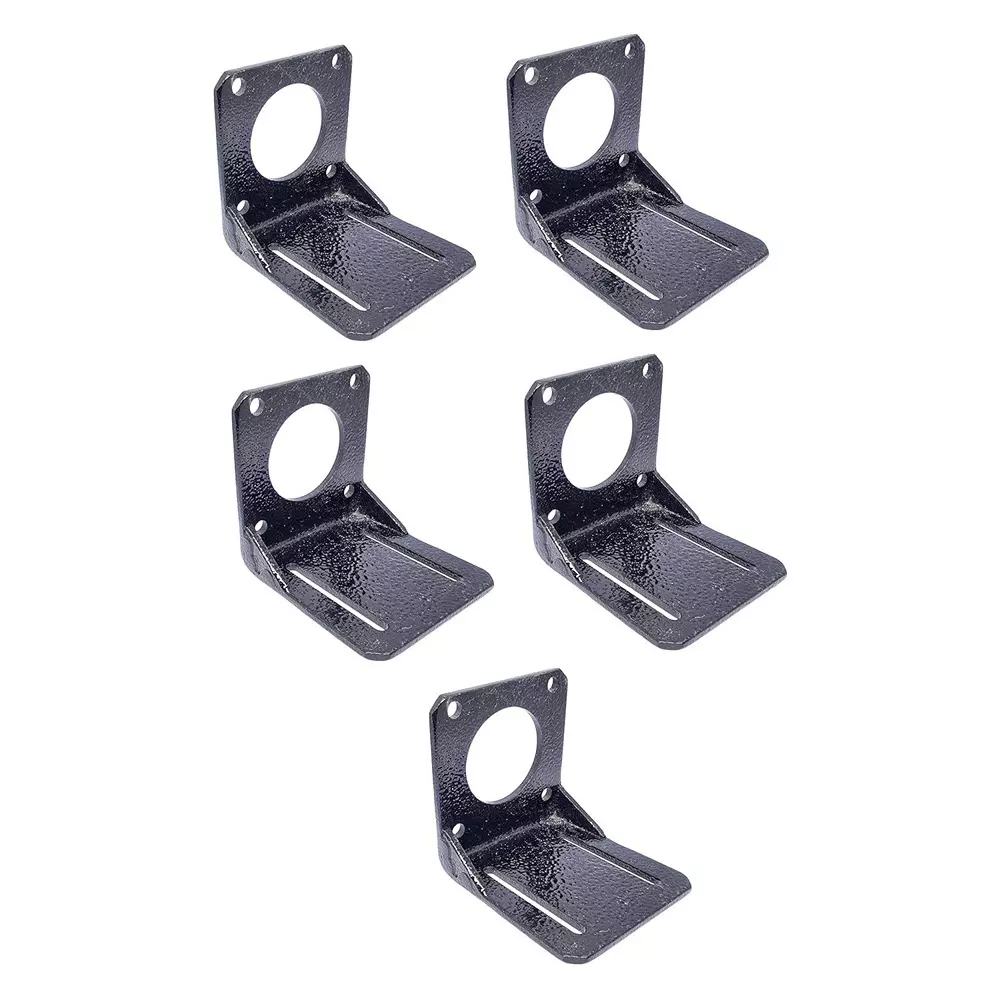 Invento L-Shaped Stepper Motor Mounting Bracket Powder Coated Finish Heavy Duty Alloy Steel 3 mm Thickness, ISC 222-N3 (Pack of 5 Pcs)