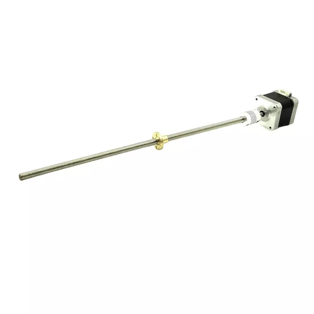 Invento Nema 17 Stepper Motor 4.2 Kg-cm Torque + Flexible Coupling + M5 0.8 mm Pitch Threaded Rod + Brass Nut, ISC 1394 (Rod Length: 100mm - 1000mm)