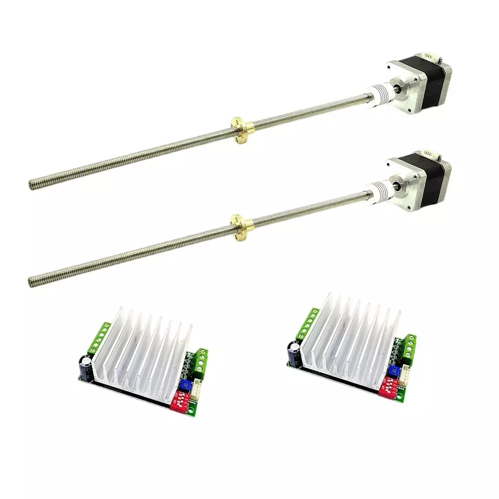 Invento Nema 17 Stepper Motor 4.2 Kg-cm + TB6600 Stepper Driver + Flexible Coupling + 800 mm Length M6 1 mm Pitch Threaded Rod + Brass Nut, ISC 220-D7 (Pack of 2 Kit)