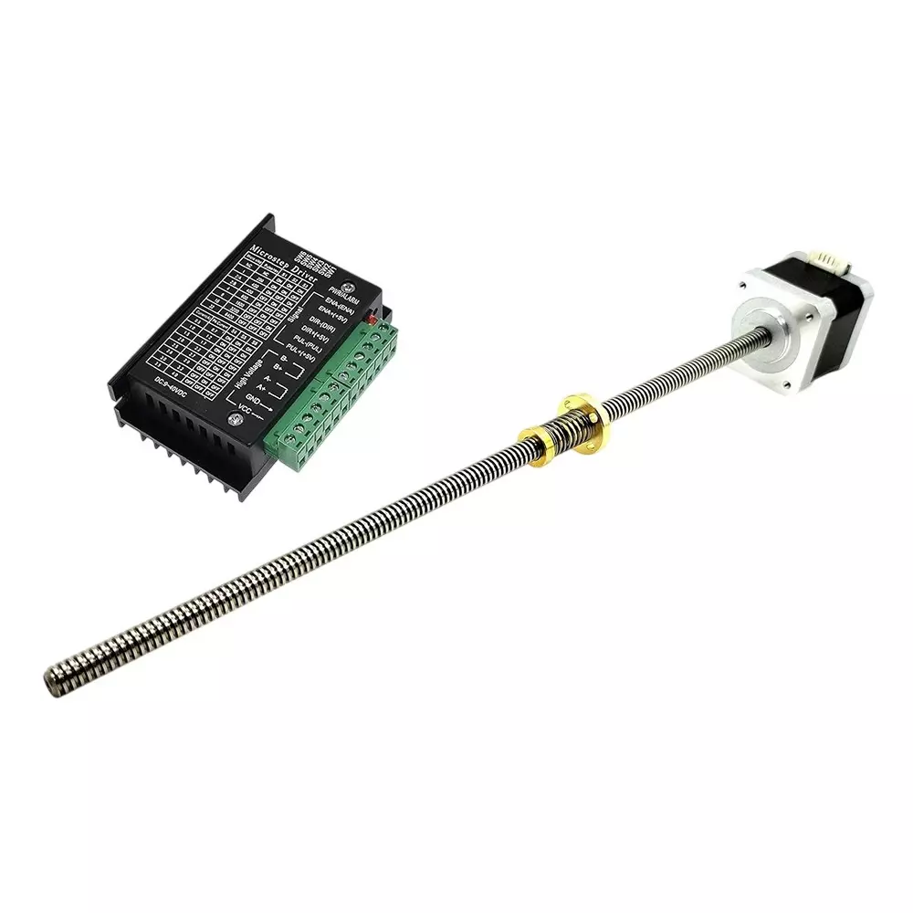 Invento Nema 17 Stepper Motor 4.2 Kg-cm Torque Inbuilt 300 mm Lead Screw Anti-Backlash Nut with TB6600 Stepper Driver, ISC 1411-T
