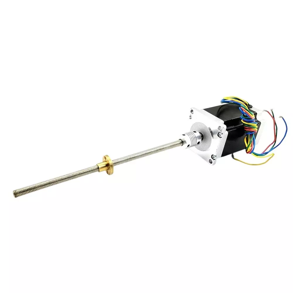 Invento Nema 23 Stepper Motor 25 Kg-cm Holding Torque + Flexible Coupling + 1000 mm Length M10 1.5 mm Pitch Threaded Rod + Brass Nut, ISC 1205-X8