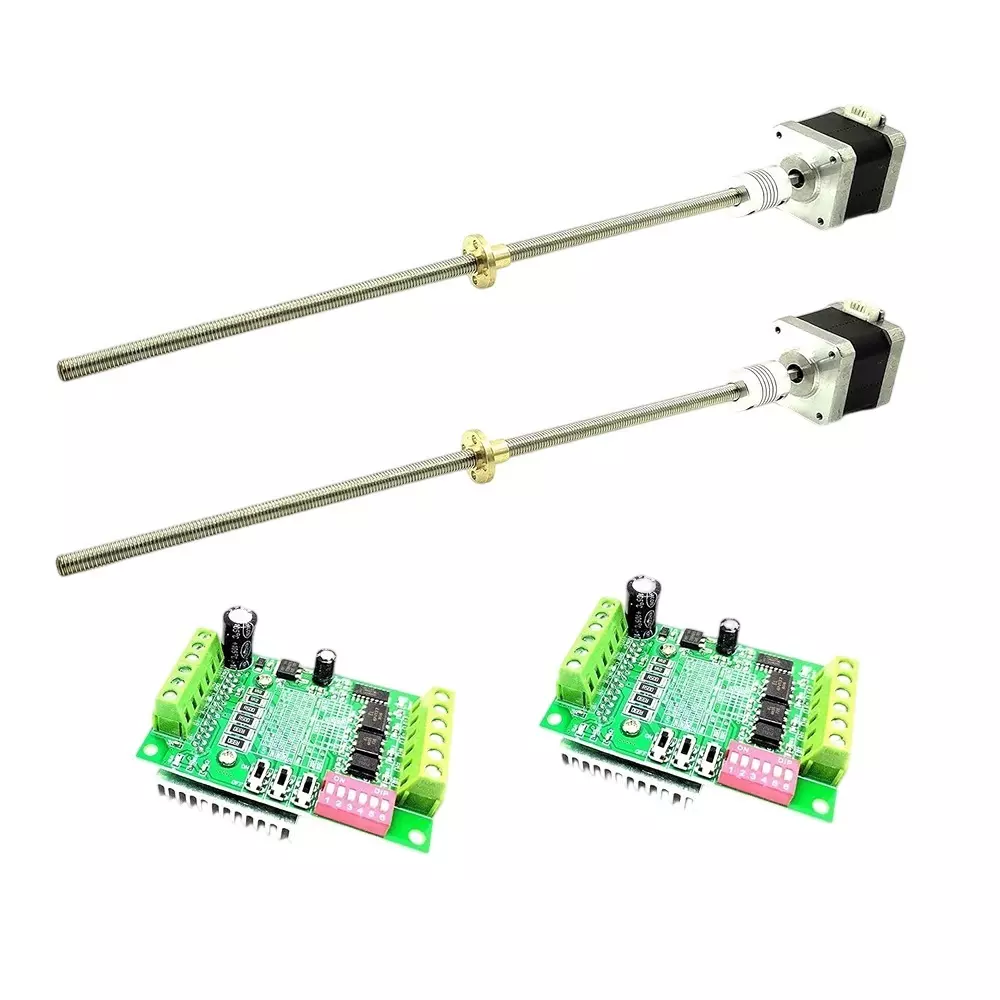 Invento Nema 17 Stepper Motor 4.2 Kg-cm Torque + TB6560 Stepper Driver + Flexible Coupling + 500 mm Length M8 1.25 mm Pitch Threaded Rod + Brass Nut, ISC 1875-G5 (Pack of 2 Kit)