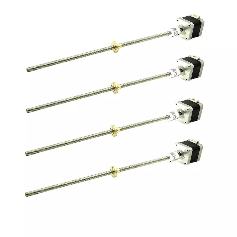 Invento Nema 17 Stepper Motor 4.2 Kg-cm Torque + Flexible Coupling + 800 mm Length M5 0.8 mm Pitch Threaded Rod + Brass Nut, ISC 1394-B7 (Pack of 4 Kit)