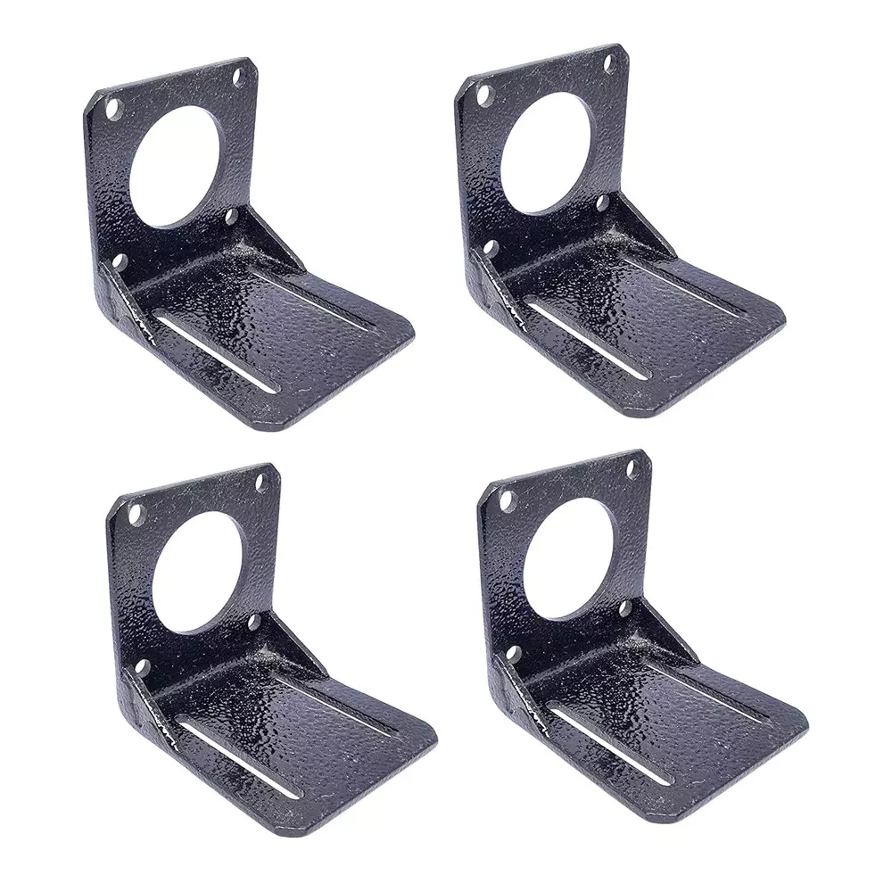 Invento L-Shaped Stepper Motor Mounting Bracket Powder Coated Finish Heavy Duty Alloy Steel 3 mm Thickness, ISC 222-N2 (Pack of 4 Pcs)