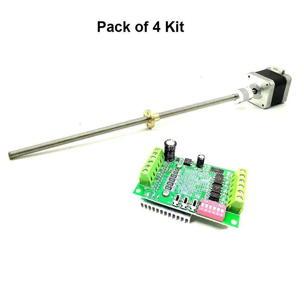 invento-nema-17-stepper-motor-42-kg-cm-torque-tb6560-stepper-driver-flexible-coupling-400-mm-length-m6-1-mm-pitch-threaded-rod-brass-nut-isc-220-h4-pack-of-4-kit