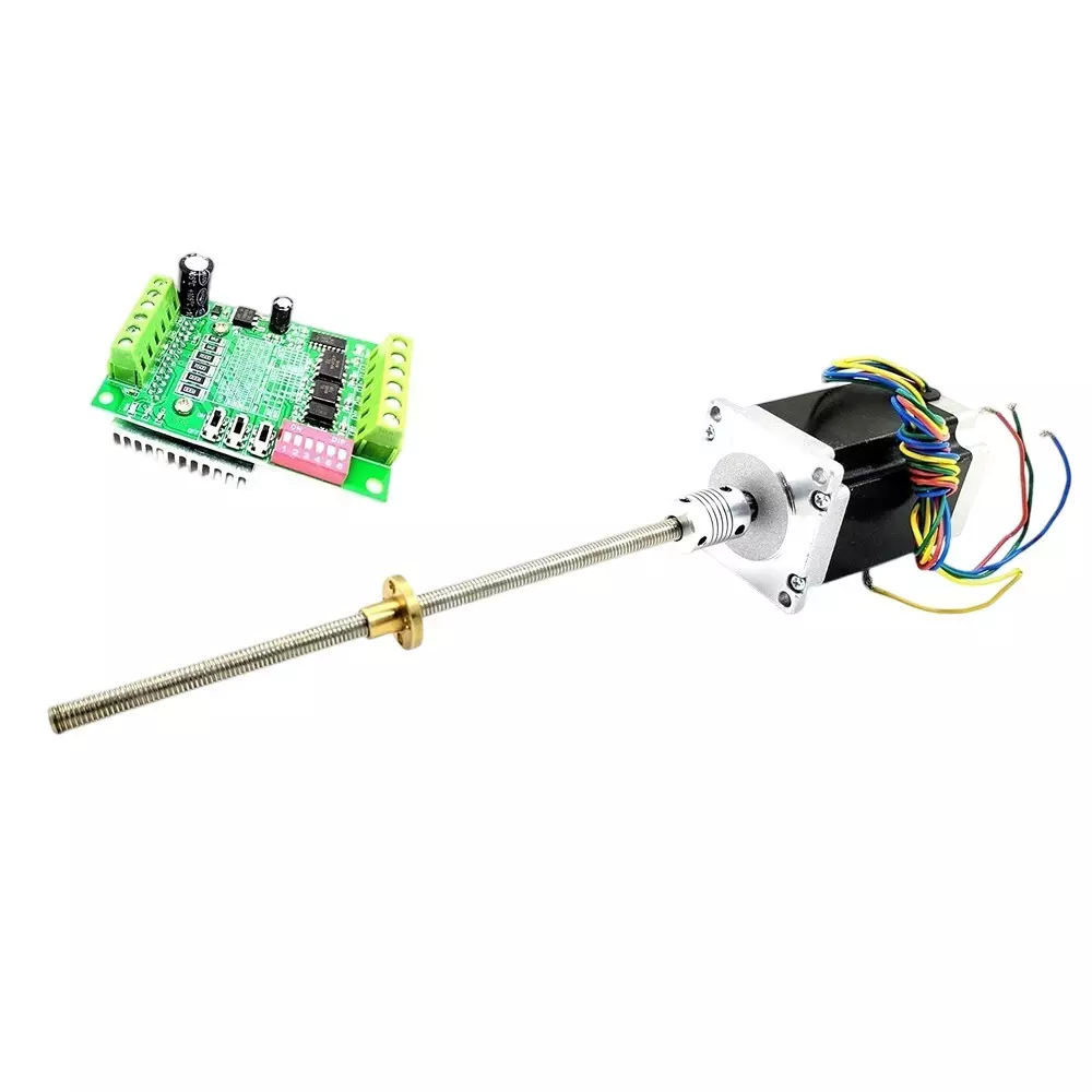 Invento Nema 23 Stepper Motor 25 Kg-cm + TB6560 Stepper Driver + Flexible Coupling + 1000 mm Length M10 1.5 mm Pitch Threaded Rod + Brass Nut, ISC 1205-D8