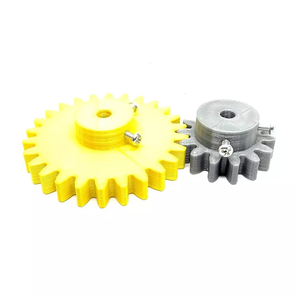 Invento 3D Printed Spur Gear Plastic 14/26 Teeth & 40/70 mm Outer Diameter 2.5M, Grey & Yellow, ISC 1916-7C-5M (Pack of 6 Kit)