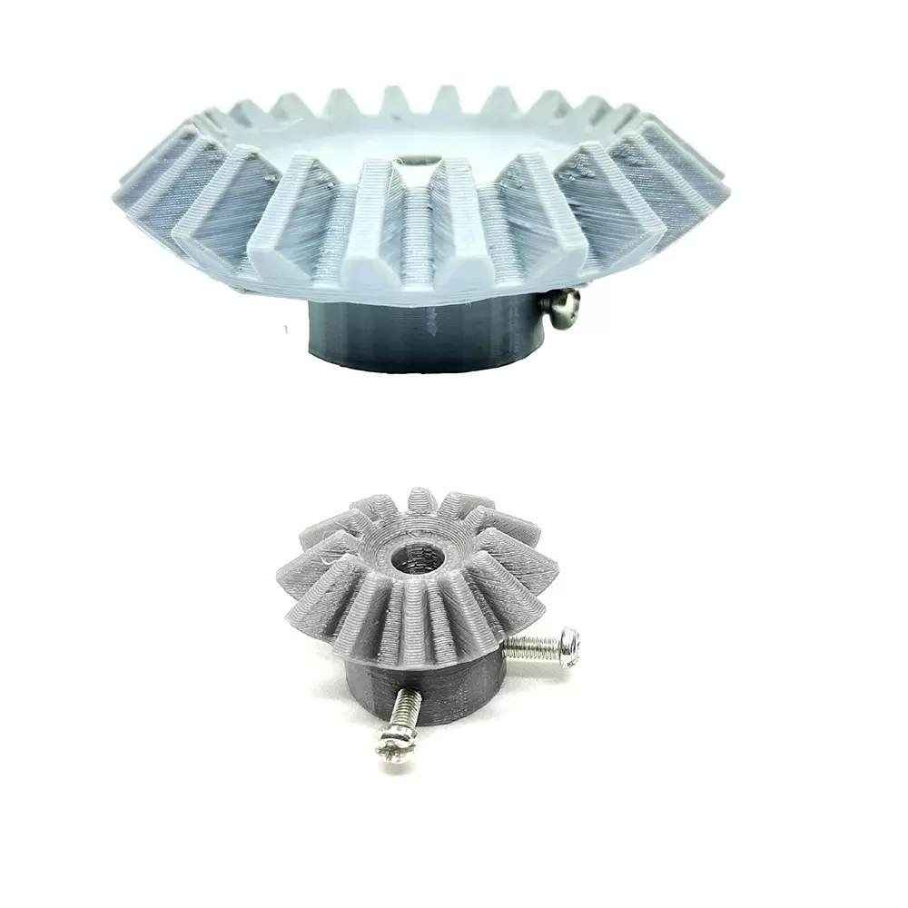 Invento 3D Printed Bevel Gear Plastic Straight 12/22 Teeth & 33/58 mm Outer Diameter 2.5 Module Grey & Silver, ISC 1915-7D-5M (Pack of 8 Kit)