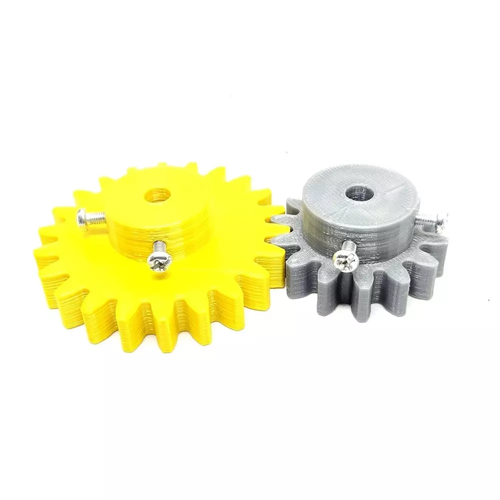 Invento 3D Printed Spur Gear Plastic 14/22 Teeth & 40/60 mm Outer Diameter 2.5M, Grey & Yellow, ISC 1916-6B-8M (Pack of 4 Kit)