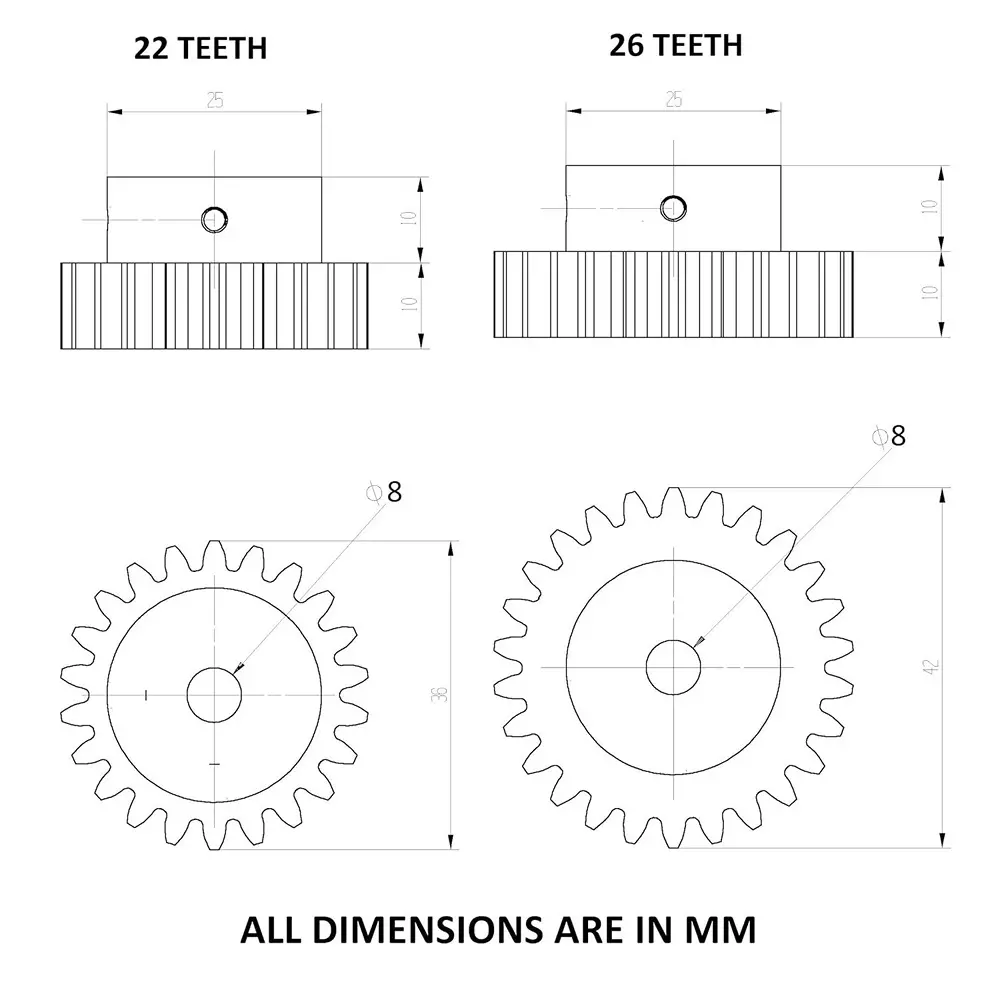 invento-3d-printed-spur-gear-plastic-2226-straight-teeth-3642-mm-outer-diameter-15-module-isc-2047-b10-pack-of-4-kit
