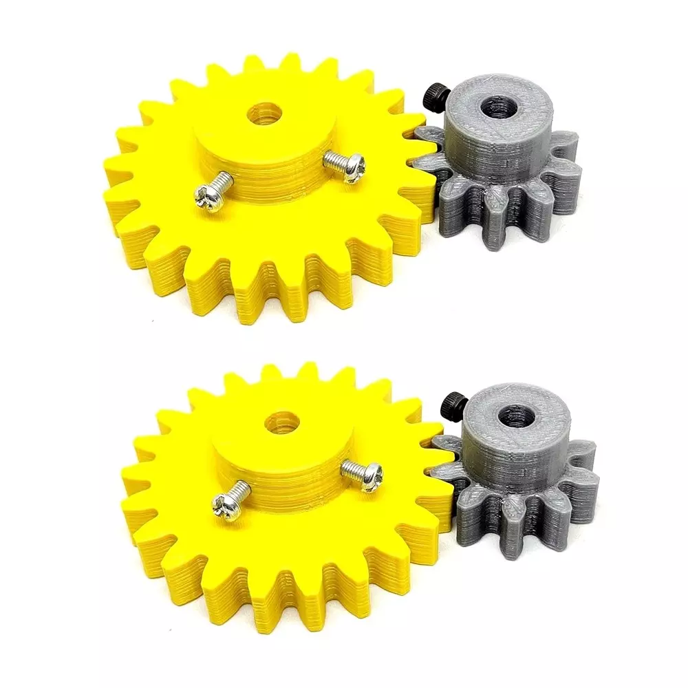 Invento 3D Printed Spur Gear Plastic 10/22 Teeth & 30/60 mm Outer Diameter 2.5M, Grey & Yellow, ISC 1916-2A-8M (Pack of 2 Kit)