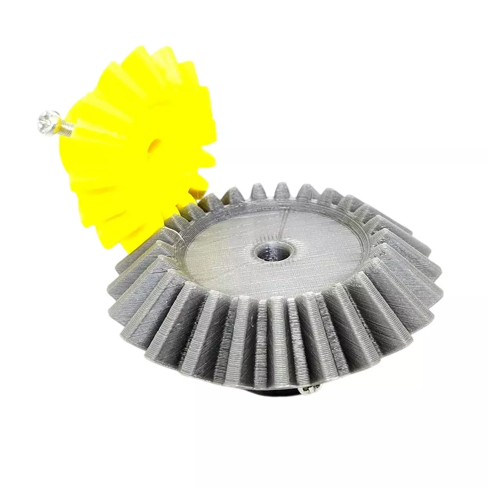 Invento 3D Printed Bevel Gear Plastic Straight 16/25 Teeth & 43/66 mm Outer Diameter 2.5 Module Grey & Yellow, ISC 1915-3E (Pack of 10 Kit)