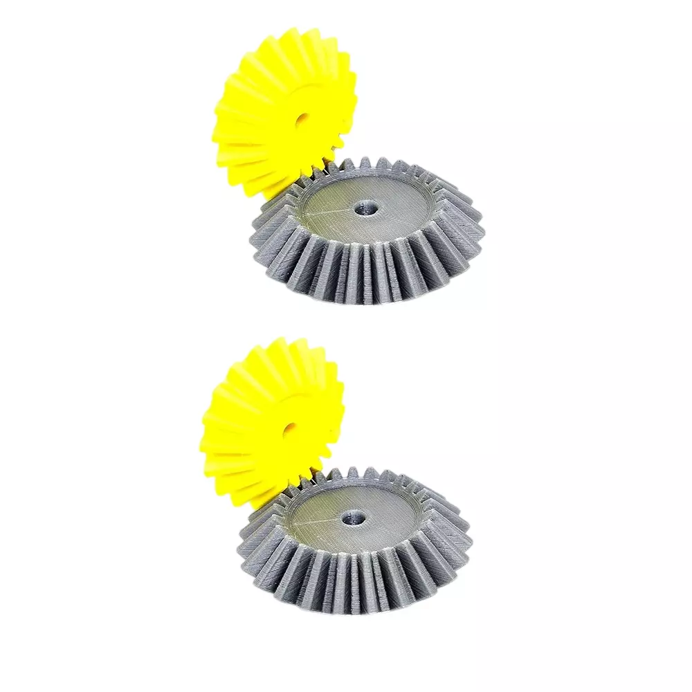 Invento 3D Printed Bevel Gear Plastic Straight 20/25 Teeth & 53/66 mm Outer Diameter 2.5 Module Grey & Yellow, ISC 1915-4A (Pack of 2 Kit)