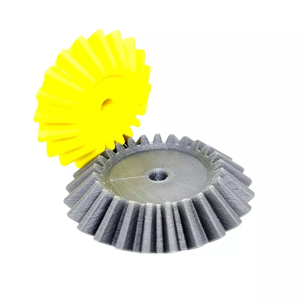 Invento 3D Printed Bevel Gear Plastic Straight 20/25 Teeth & 53/66 mm Outer Diameter 2.5 Module Grey & Yellow, ISC 1915-4D (Pack of 8 Kit)