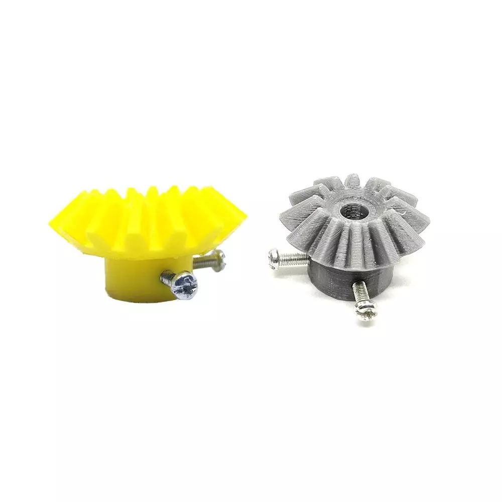 Invento 3D Printed Bevel Gear Plastic Straight 12/16 Teeth & 33/43 mm Outer Diameter 2.5 Module Grey & Yellow, ISC 1915-B-5M (Pack of 4 Pcs)