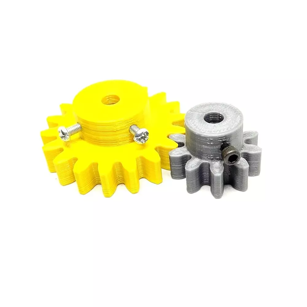 Invento 3D Printed Spur Gear Plastic 10/18 Teeth & 30/50 mm Outer Diameter 2.5M, Grey & Yellow, ISC 1916-1-5M