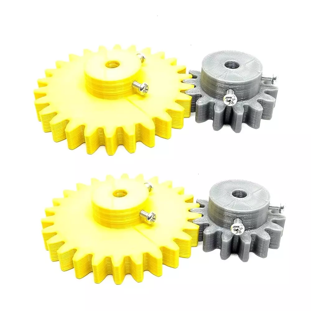 Invento 3D Printed Spur Gear Plastic 14/26 Teeth & 40/70 mm Outer Diameter 2.5M, Grey & Yellow, ISC 1916-7A-8M (Pack of 2 Kit)