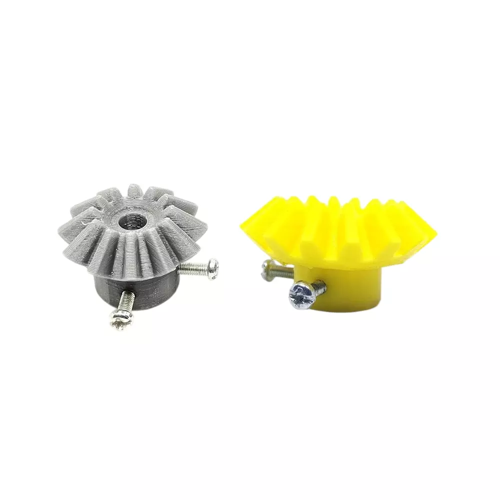 Invento 3D Printed Bevel Gear Plastic Straight 12/16 Teeth & 33/43 mm Outer Diameter 2.5 Module Grey & Yellow, ISC 1915 (Compatible Shaft Size: 5mm - 8mm)