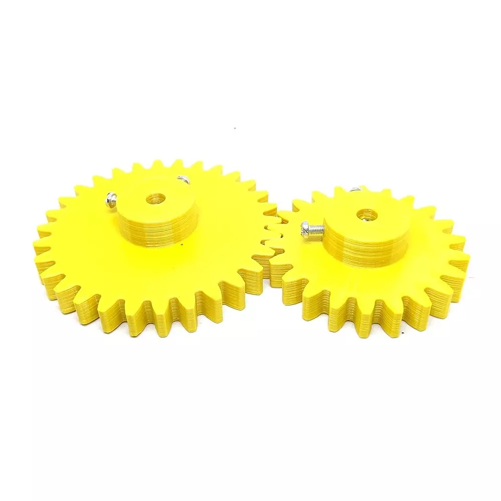 Invento 3D Printed Spur Gear Plastic 22/30 Teeth & 60/80 mm Outer Diameter 2.5M, Yellow, ISC 1916 (Compatible Shaft Size: 5mm - 8mm)