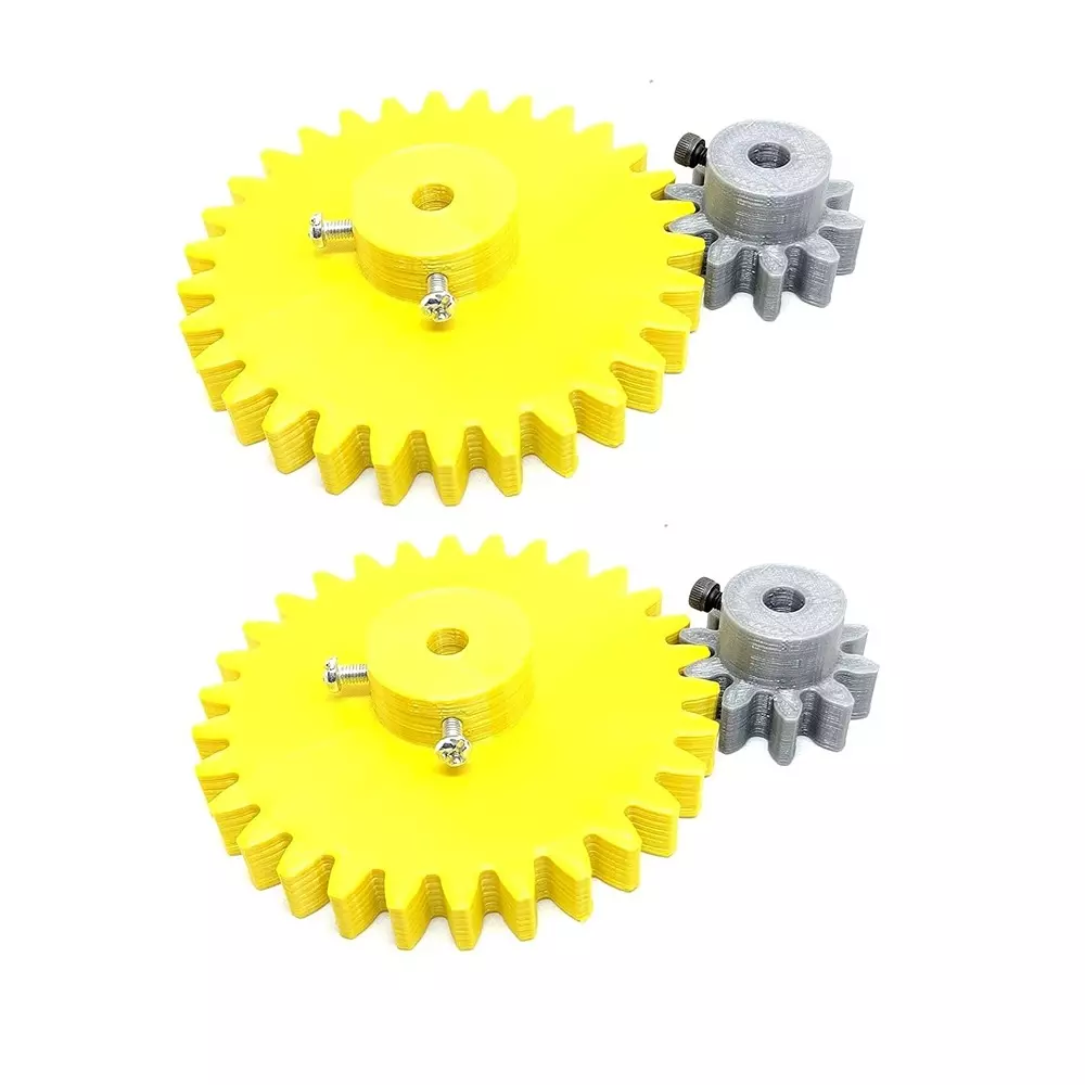 Invento 3D Printed Spur Gear Plastic 10/30 Teeth & 30/80 mm Outer Diameter 2.5M, Grey & Yellow, ISC 1916-4A-5M (Pack of 2 Kit)