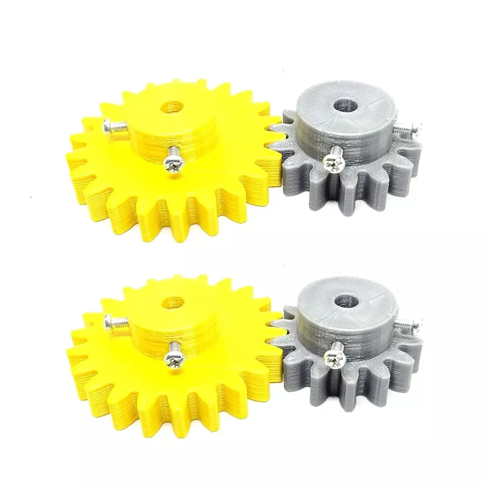 Invento 3D Printed Spur Gear Plastic 14/22 Teeth & 40/60 mm Outer Diameter 2.5M, Grey & Yellow, ISC 1916-6A-8M (Pack of 2 Kit)