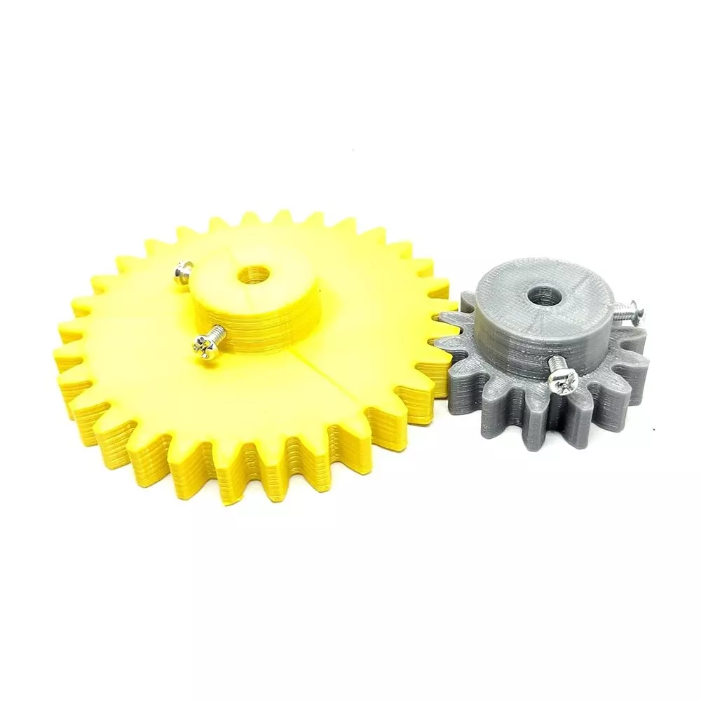 Invento 3D Printed Spur Gear Plastic 14/30 Teeth & 40/80 mm Outer Diameter 2.5M, Grey & Yellow, ISC 1916-8C-5M (Pack of 6 Kit)