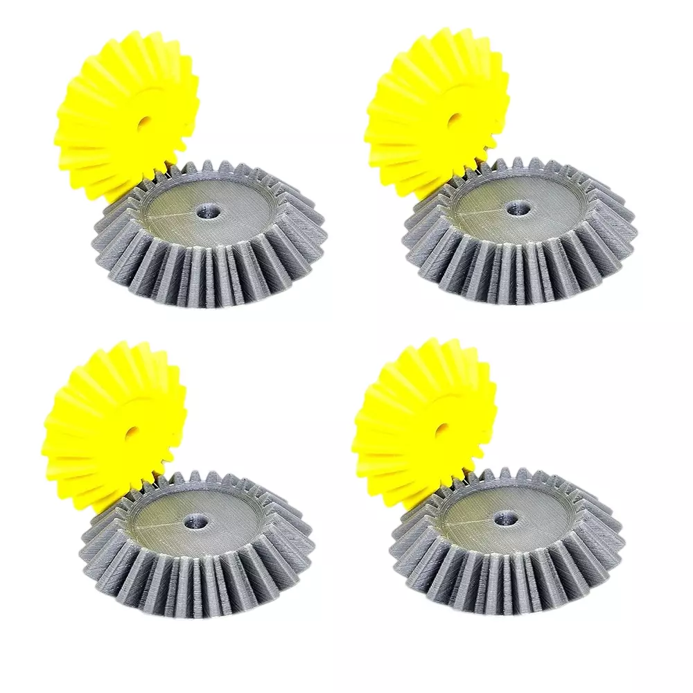 Invento 3D Printed Bevel Gear Plastic Straight 20/25 Teeth & 53/66 mm Outer Diameter 2.5 Module Grey & Yellow, ISC 1915-4B-5M (Pack of 4 Kit)