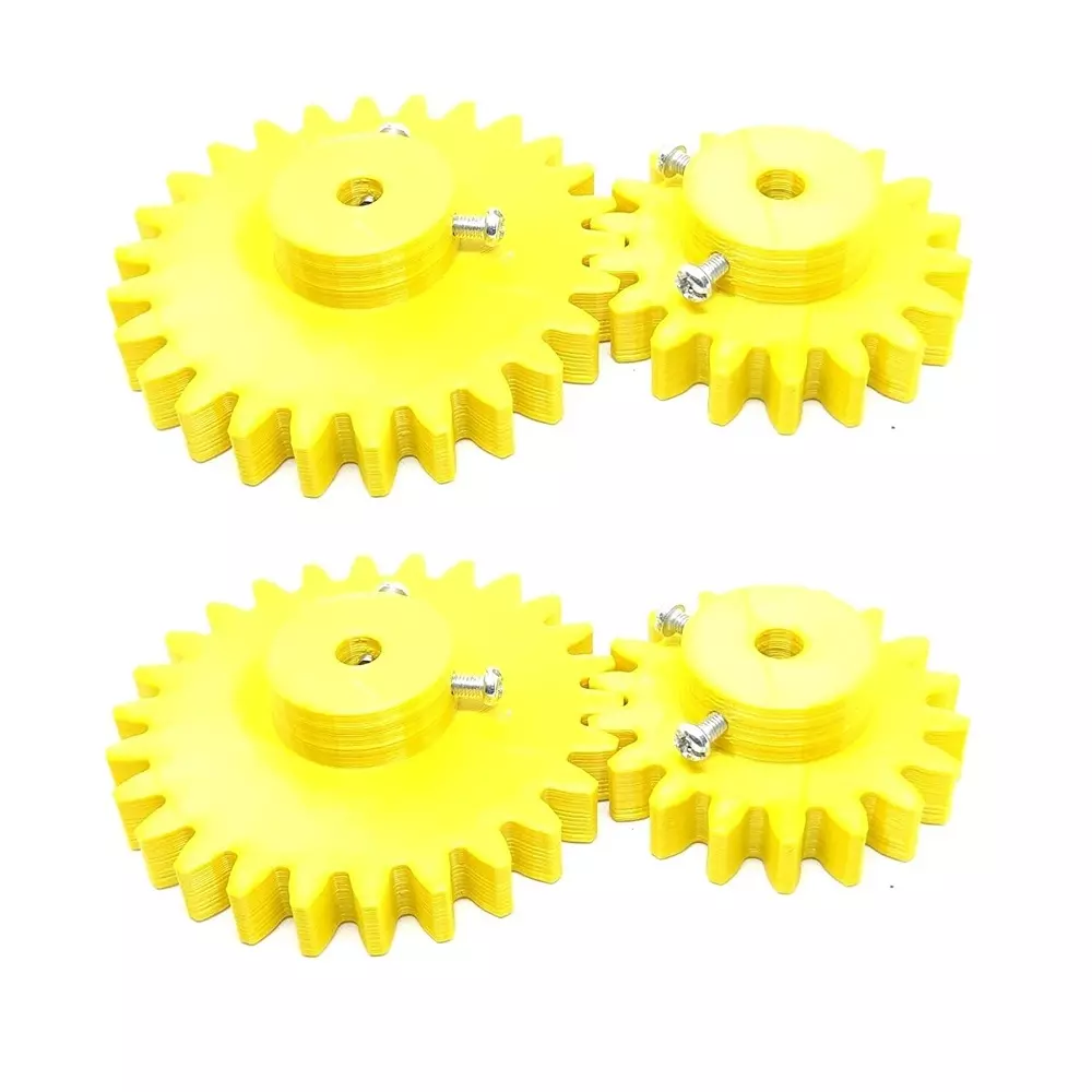 Invento 3D Printed Spur Gear Plastic 18/26 Teeth & 50/70 mm Outer Diameter 2.5M, Yellow, ISC 1916-10A-8M (Pack of 2 Kit)